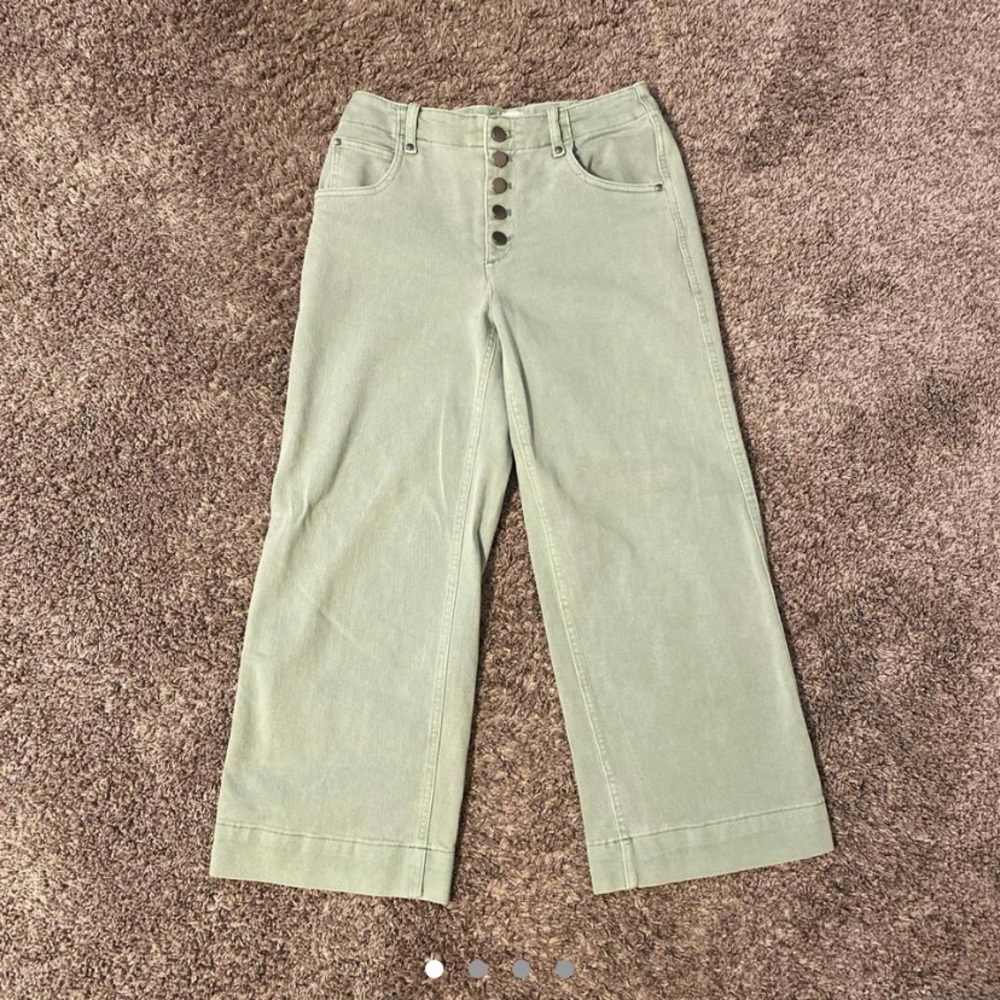 Gap Green High Waist Wide Crop Leg Pants
